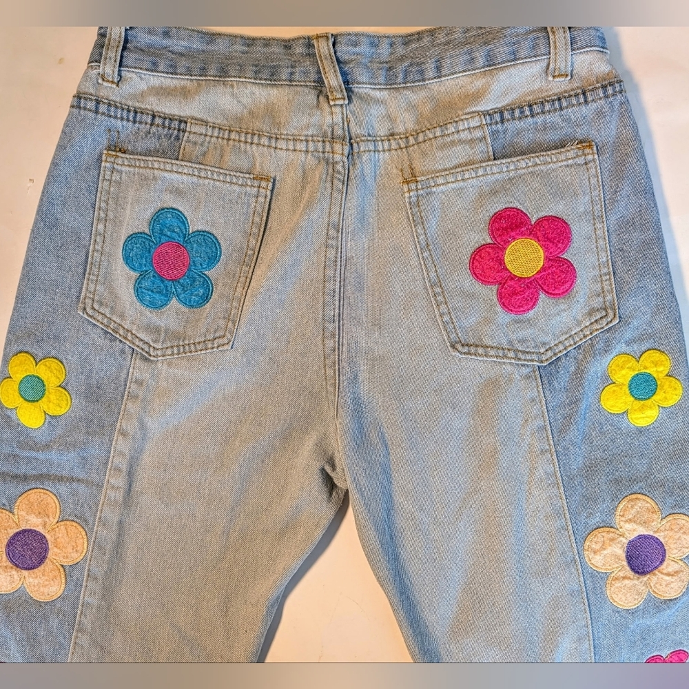 SLP Wide Leg High Waist Jeans 70's Inspired Size Large Washed Denim - Picture 5 of 8